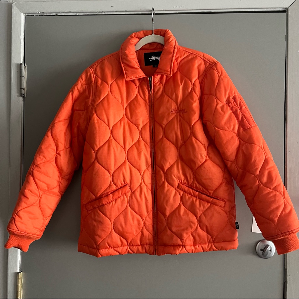 Stussy Orange Quilted Nylon Jacket